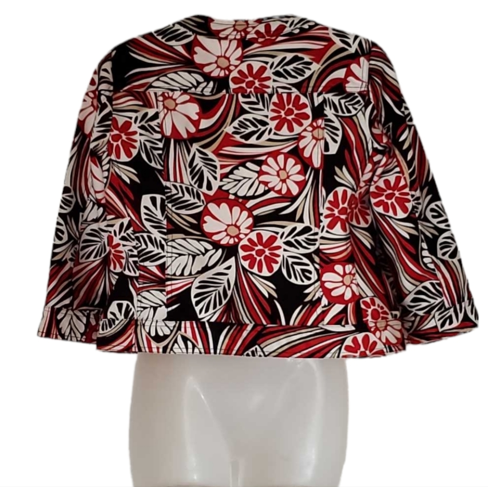 Ruby Rd Petite Red Black White Womens Suit Jacket 100% Cotton Button Up 6P - Picture 2 of 6